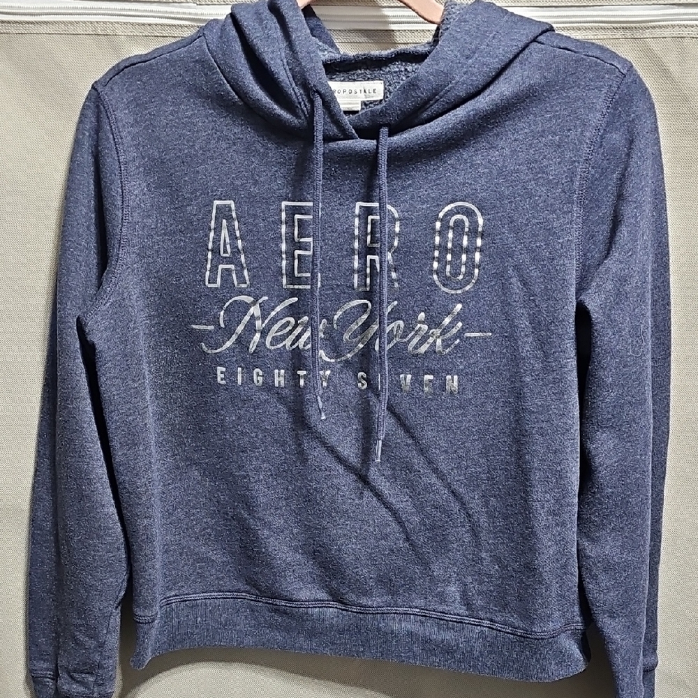 Aeropostale Blue Textured Hoodie